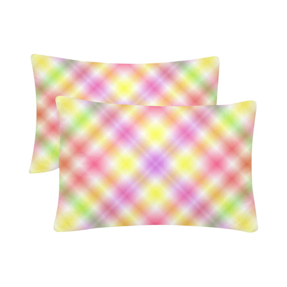 Multicolored Pastel Rainbow Tartan Plaid Custom Pillow Case 20"x 30" (One Side) (Set of 2)