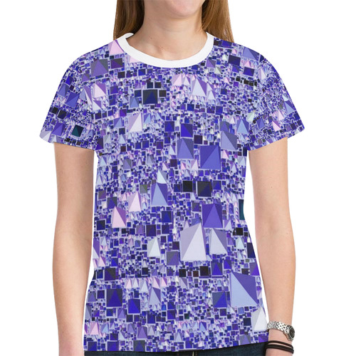 Modern Geo Fun, blue by JamColors New All Over Print T-shirt for Women (Model T45)