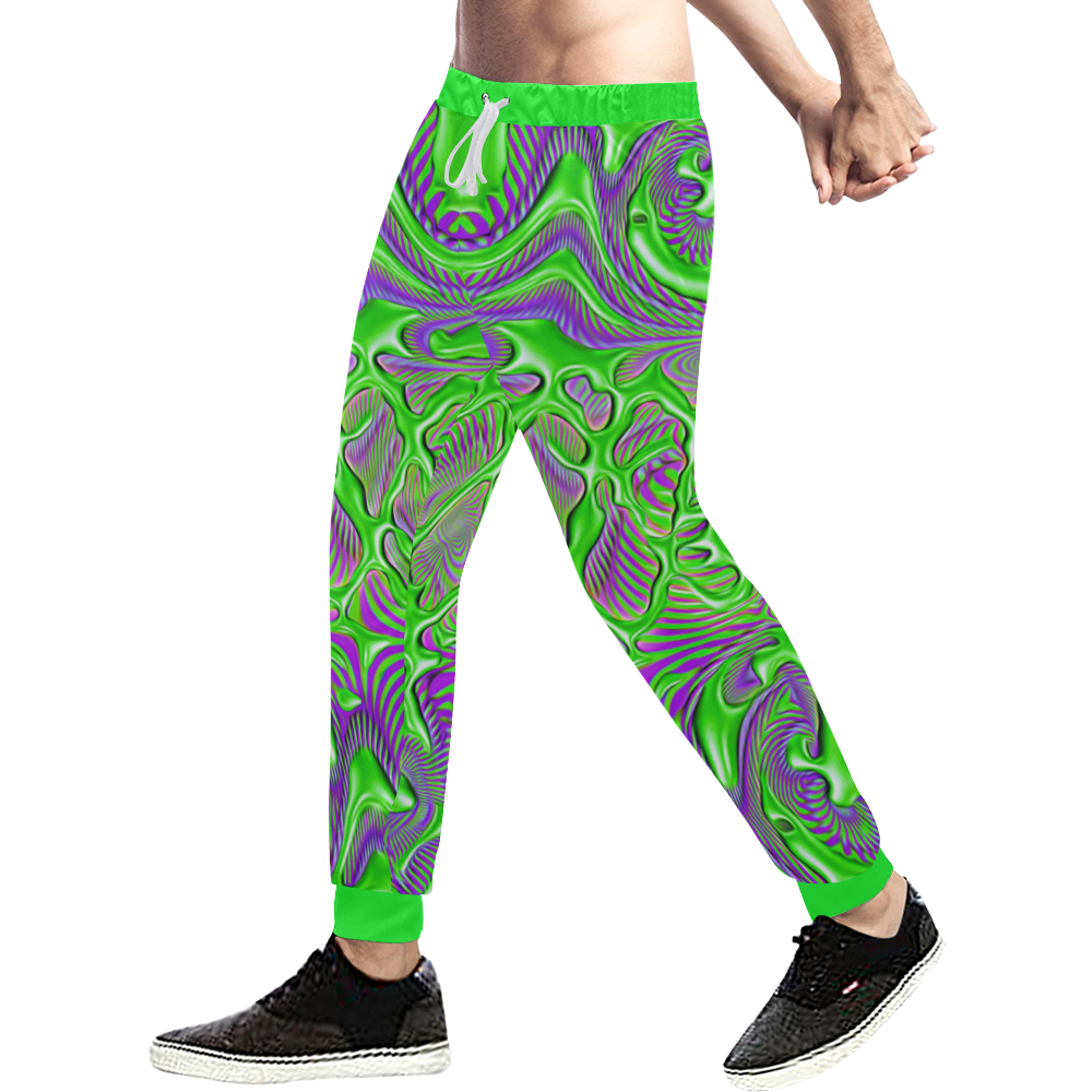 Neon Slime Men's All Over Print Sweatpants (Model L11)