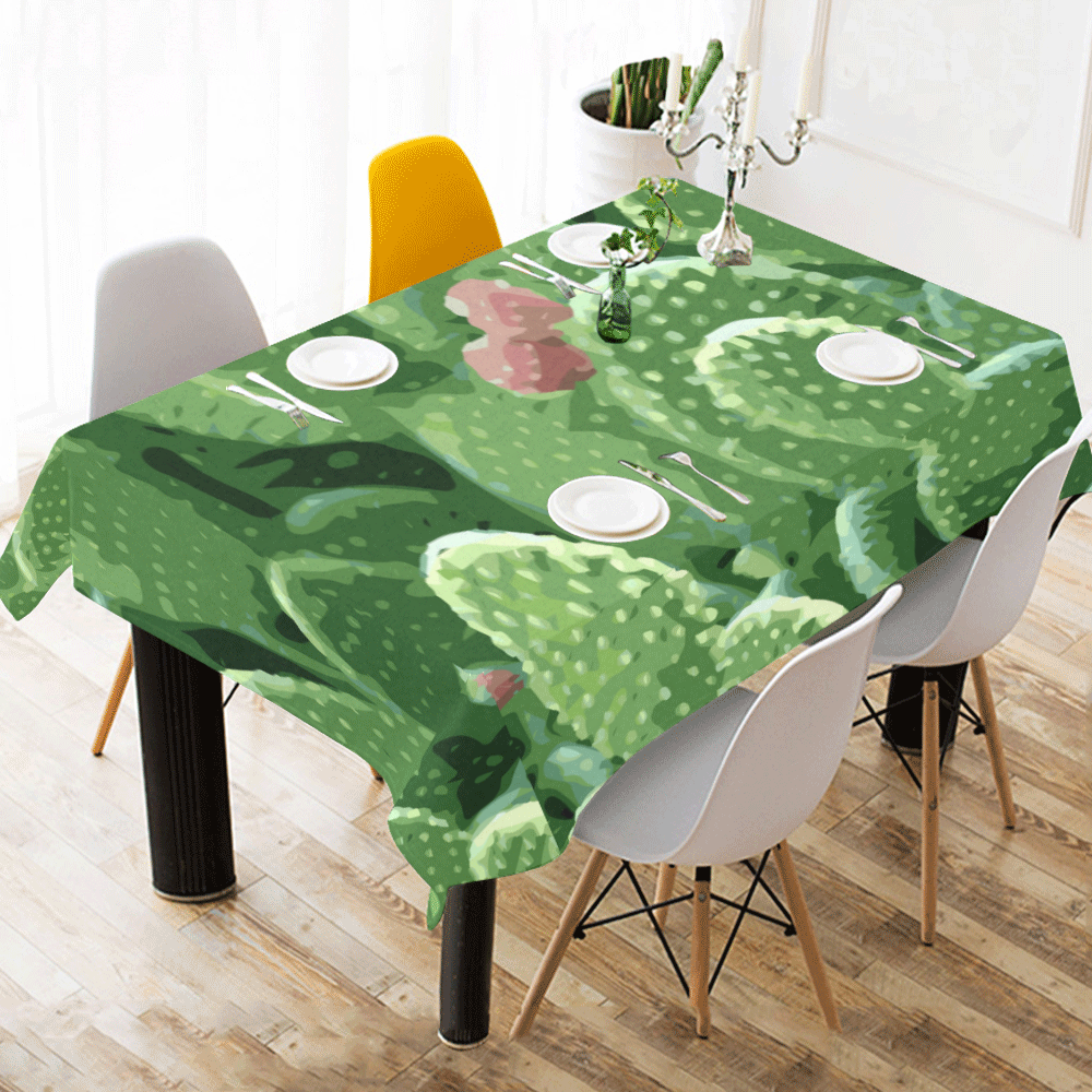 Pricky Pear Cactus With Fruit Cotton Linen Tablecloth 60" x 90"