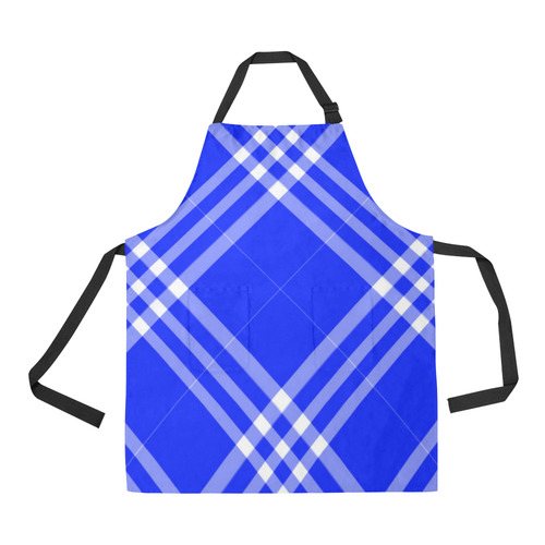 Blue and White Tartan Plaid All Over Print Apron