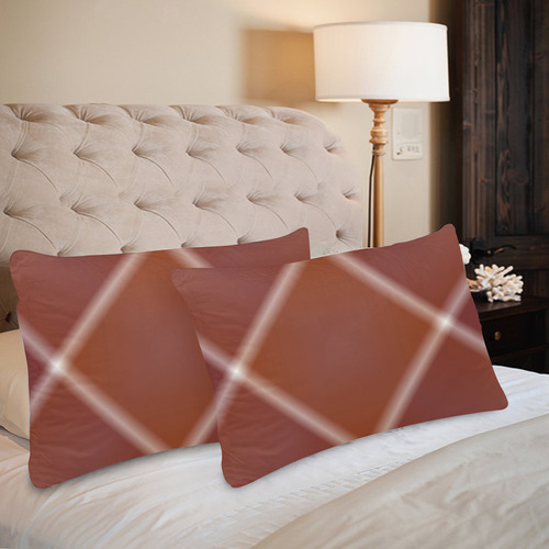 Brown and White Tartan Plaid Custom Pillow Case 20"x 30" (One Side) (Set of 2)