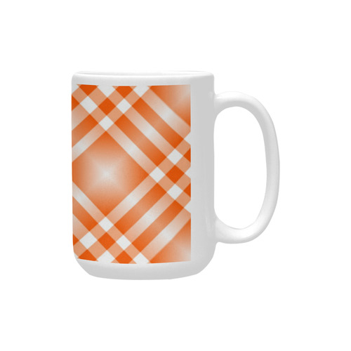 Orange and White Tartan Plaid Custom Ceramic Mug (15OZ)
