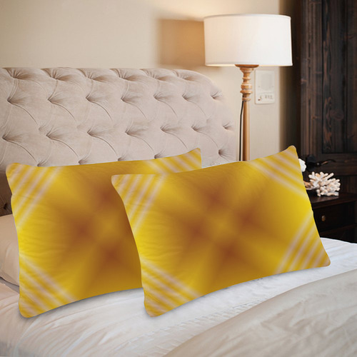 Golden Yellow and Orange Tartan Plaid Custom Pillow Case 20"x 30" (One Side) (Set of 2)