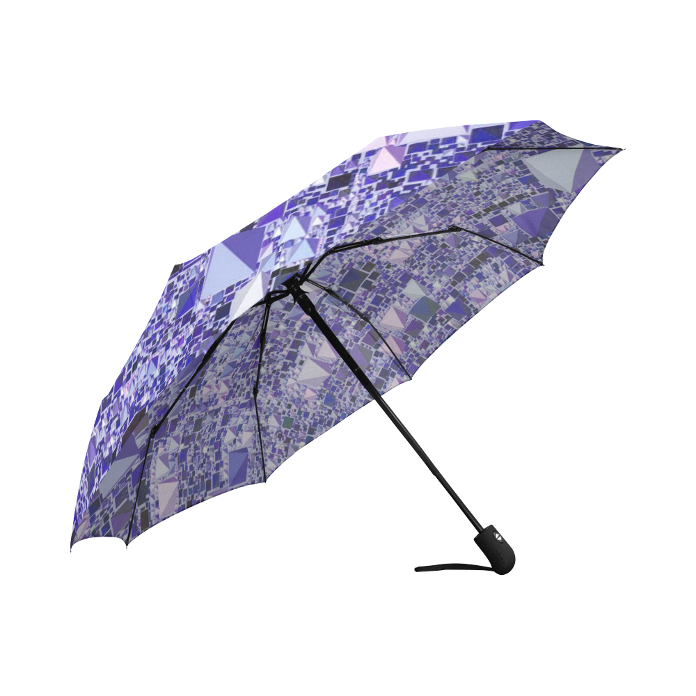 Modern Geo Fun, blue by JamColors Auto-Foldable Umbrella (Model U04)
