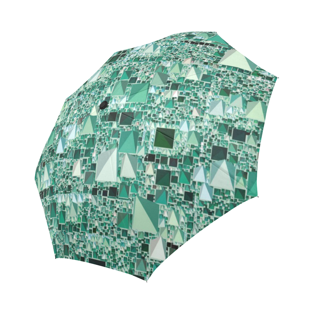 Modern Geo Fun, teal by JamColors Auto-Foldable Umbrella (Model U04)