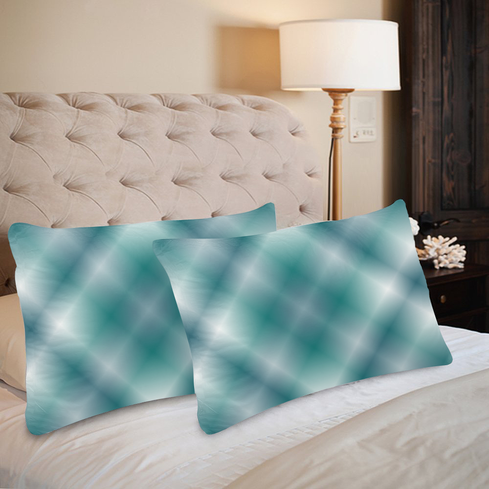 Turquoise and Green Tartan Plaid Custom Pillow Case 20"x 30" (One Side) (Set of 2)