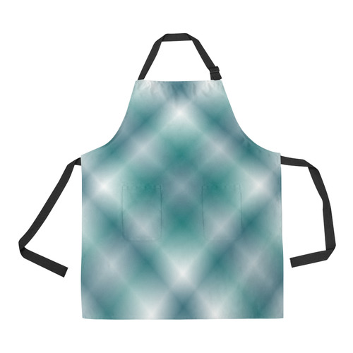 Turquoise and Green Tartan Plaid All Over Print Apron