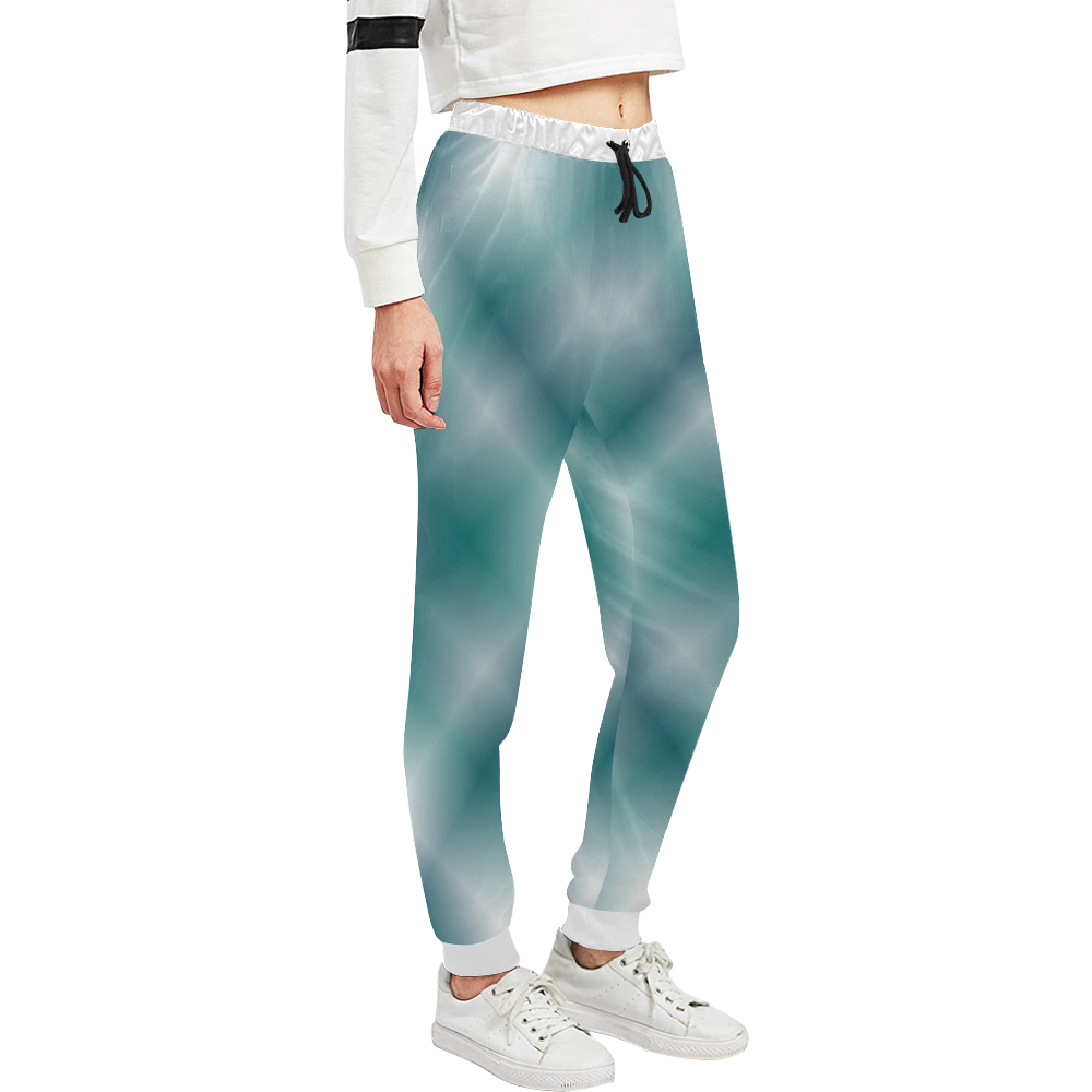 Turquoise and Green Tartan Plaid Unisex All Over Print Sweatpants (Model L11)