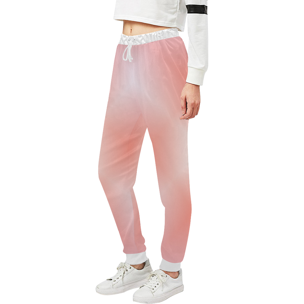 Soft Apricot and Pink Tartan Plaid Unisex All Over Print Sweatpants (Model L11)
