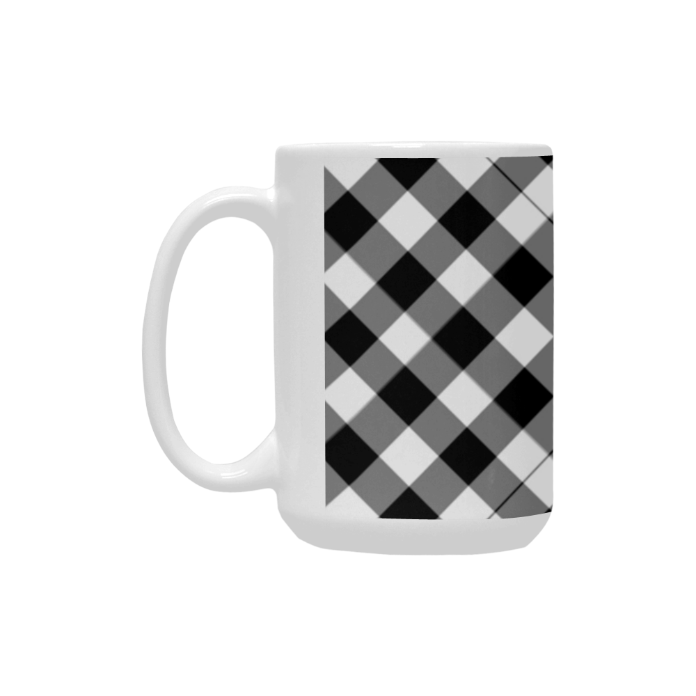 Black and White Tartan Plaid Custom Ceramic Mug (15OZ)