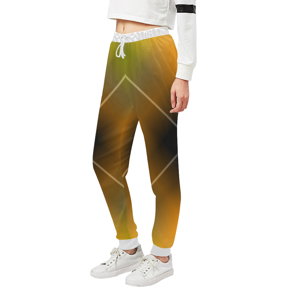 Orange and Green Tartan Plaid Unisex All Over Print Sweatpants (Model L11)