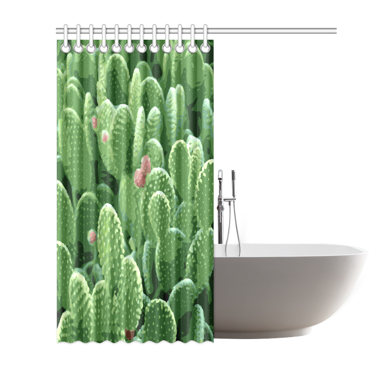Pricky Pear Cactus With Fruit Shower Curtain 72"x72"