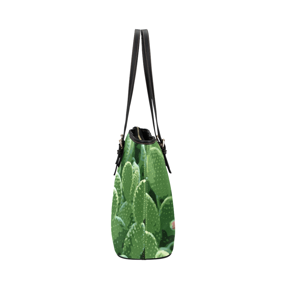 Pricky Pear Cactus With Fruit Leather Tote Bag/Small (Model 1651)