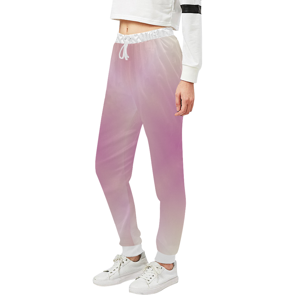 Soft Pinks and Cream Tartan Plaid Unisex All Over Print Sweatpants (Model L11)