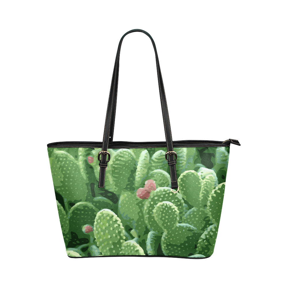 Pricky Pear Cactus With Fruit Leather Tote Bag/Small (Model 1651)