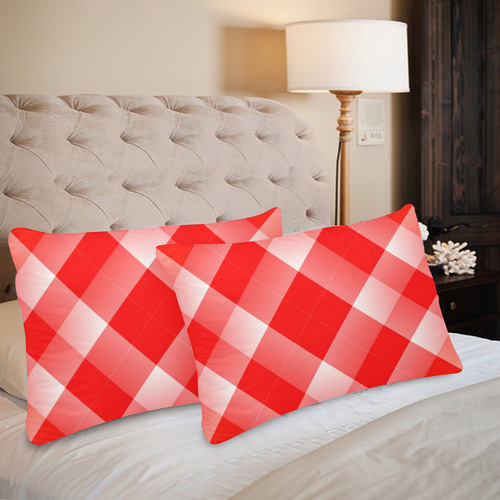 Red and White Tartan Plaid Custom Pillow Case 20"x 30" (One Side) (Set of 2)