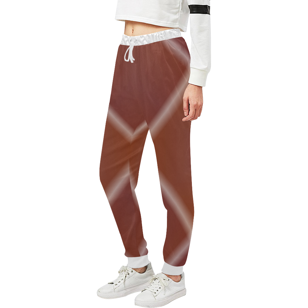 Brown and White Tartan Plaid Unisex All Over Print Sweatpants (Model L11)