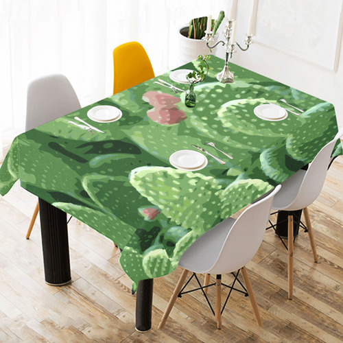 Pricky Pear Cactus With Fruit Cotton Linen Tablecloth 52"x 70"