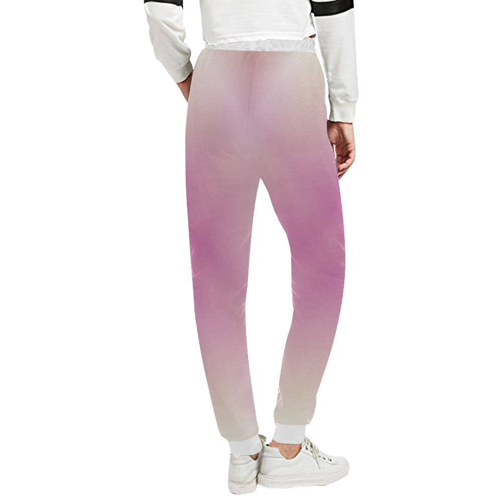 Soft Pinks and Cream Tartan Plaid Unisex All Over Print Sweatpants (Model L11)