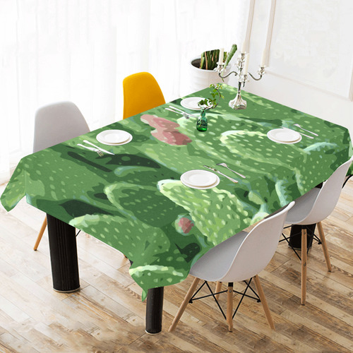 Pricky Pear Cactus With Fruit Cotton Linen Tablecloth 60"x120"