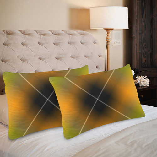 Orange and Green Tartan Plaid Custom Pillow Case 20"x 30" (One Side) (Set of 2)
