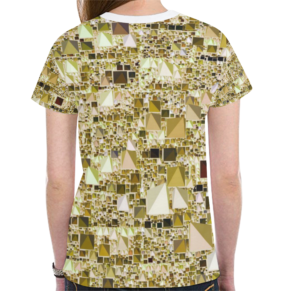 Modern Geo Fun,golden by JamColors New All Over Print T-shirt for Women (Model T45)