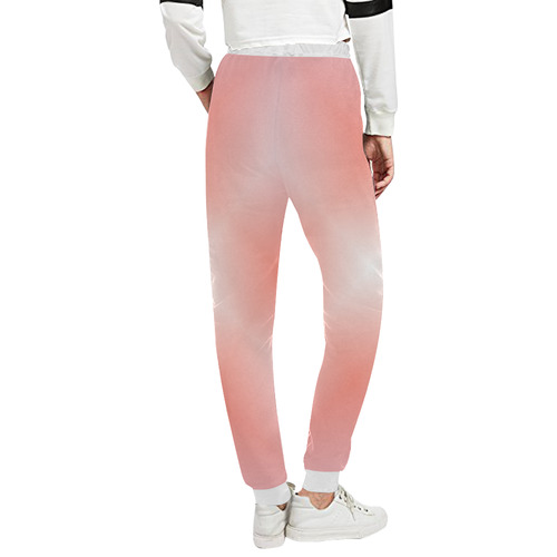 Soft Apricot and Pink Tartan Plaid Unisex All Over Print Sweatpants (Model L11)