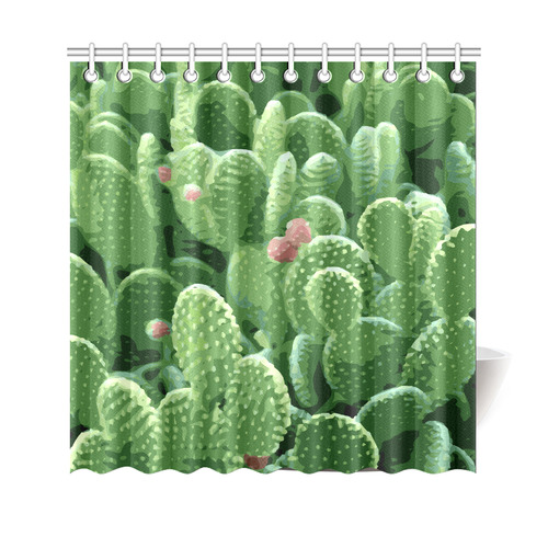 Pricky Pear Cactus With Fruit Shower Curtain 69"x70"