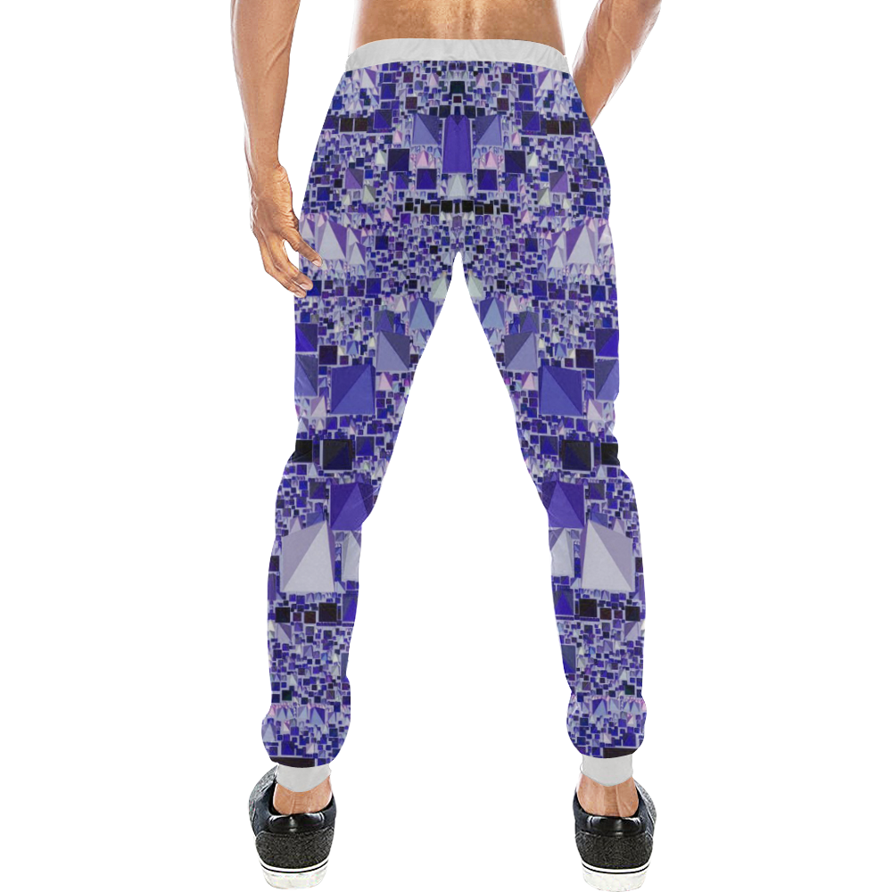 Modern Geo Fun, blue by JamColors Men's All Over Print Sweatpants (Model L11)