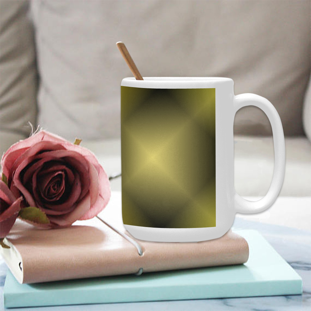 Gold and Black Tartan Plaid Custom Ceramic Mug (15OZ)
