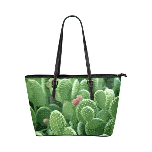 Pricky Pear Cactus With Fruit Leather Tote Bag/Large (Model 1651)