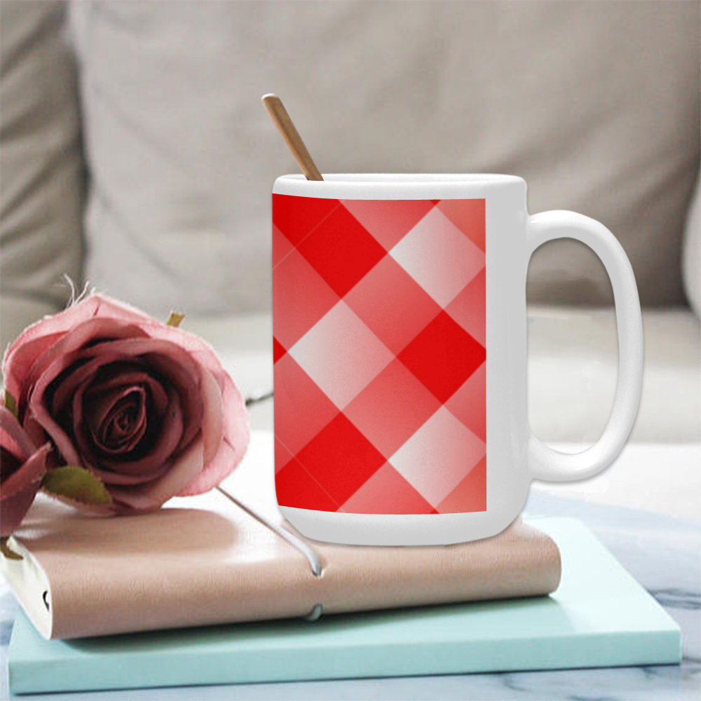 Red and White Tartan Plaid Custom Ceramic Mug (15OZ)