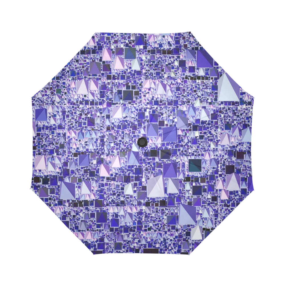 Modern Geo Fun, blue by JamColors Auto-Foldable Umbrella (Model U04)
