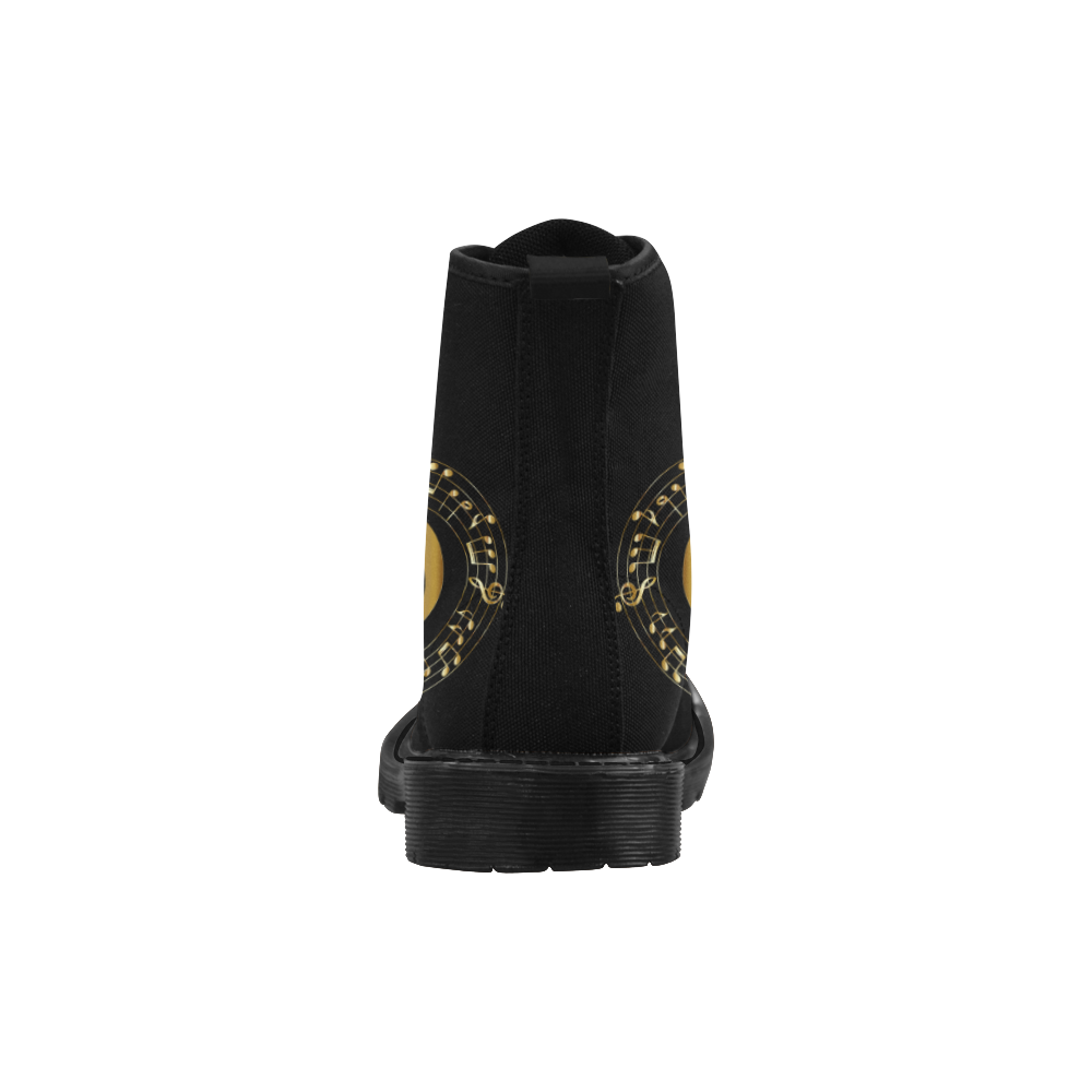 Golden Music Notes Martin Boots for Women (Black) (Model 1203H)