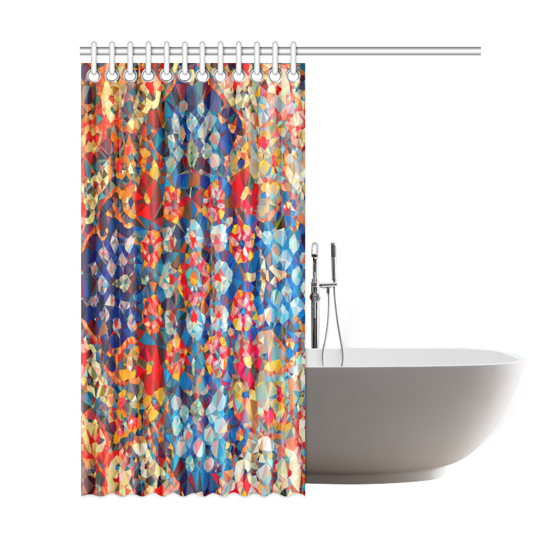Red Blue Gold Stained Glass Geometric Art Shower Curtain 69"x72"
