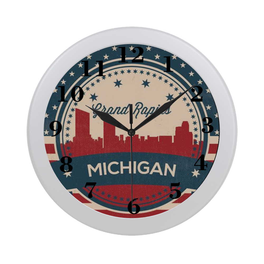 Retro Grand Rapids Michigan Skyline Circular Plastic Wall clock