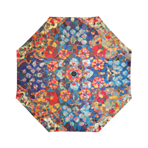 Red Blue Gold Stained Glass Geometric Art Auto-Foldable Umbrella (Model U04)