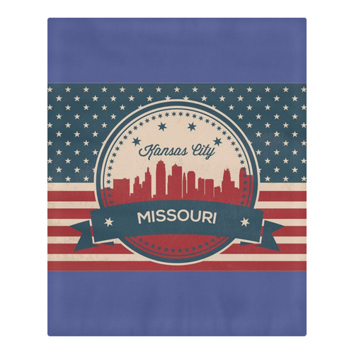 Retro Kansas City Missouri Skyline 3-Piece Bedding Set