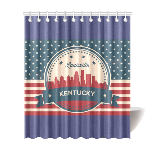 Retro Louisviile Kentucky Skyline Shower Curtain 72"x84"