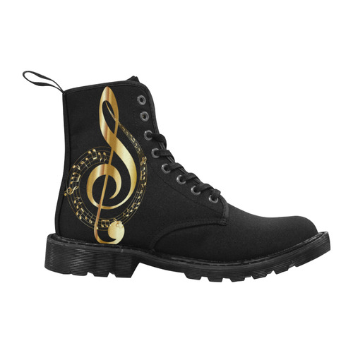 Golden Music Notes Martin Boots for Women (Black) (Model 1203H)