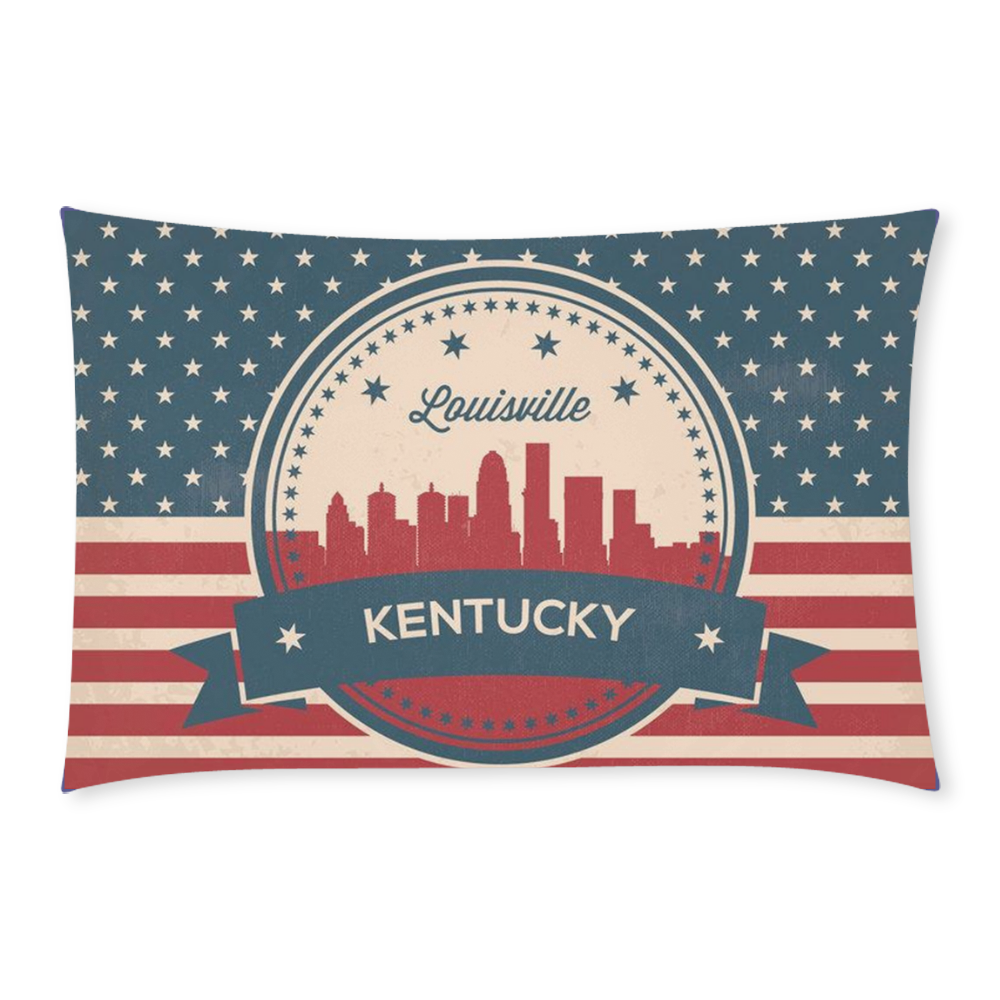 Retro Louisviile Kentucky Skyline 3-Piece Bedding Set