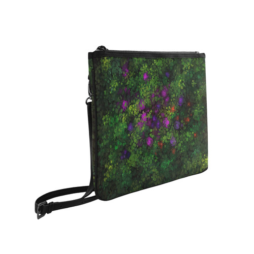Wild Rose Garden, Oil painting. Red, purple, green Slim Clutch Bag (Model 1668)