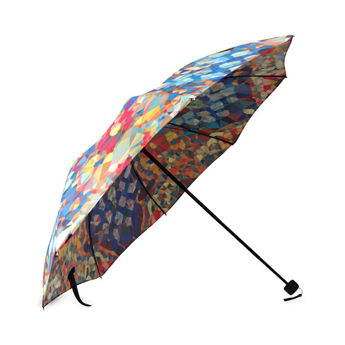 Red Blue Gold Stained Glass Geometric Art Foldable Umbrella (Model U01)