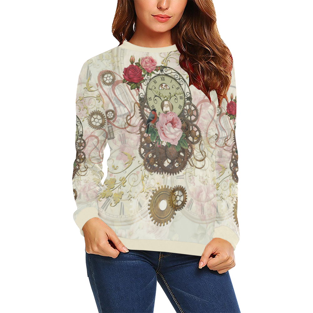 Romantic Steampunk All Over Print Crewneck Sweatshirt for Women (Model H18)