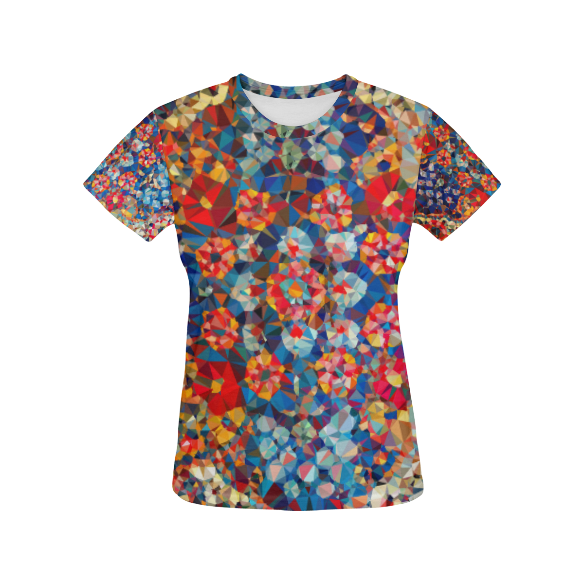 Red Blue Gold Stained Glass Geometric Art All Over Print T-Shirt for Women (USA Size) (Model T40)