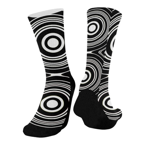 Concentric Circle Pattern Mid-Calf Socks (Black Sole)