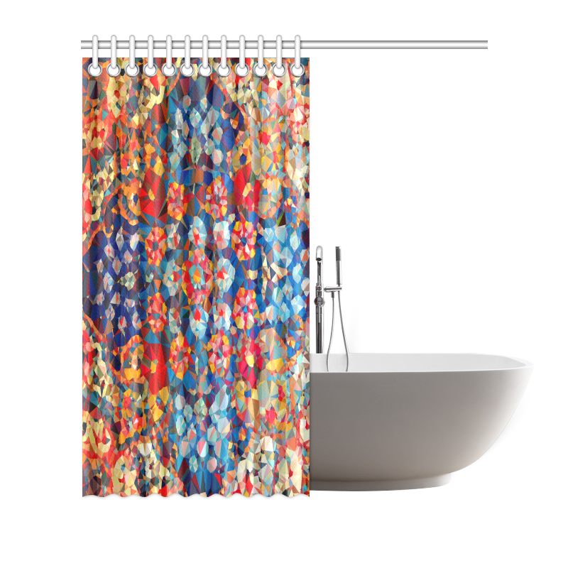 Red Blue Gold Stained Glass Geometric Art Shower Curtain 72"x72"