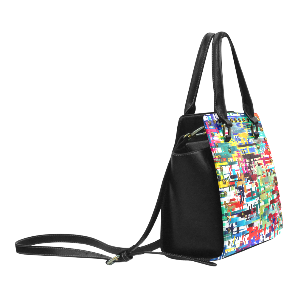 Colorful City Abstract Rivet Shoulder Handbag (Model 1645)