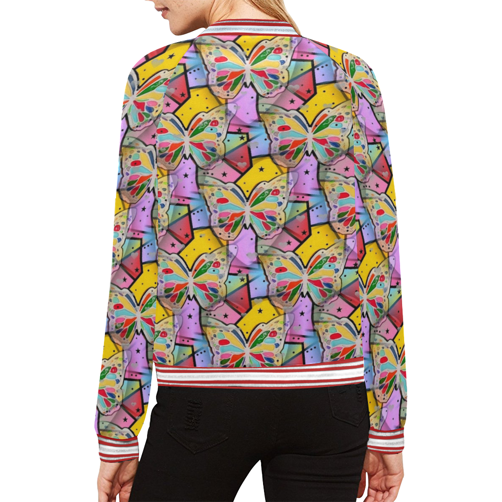 Butterfly of Dream by Nico Bielow All Over Print Bomber Jacket for Women (Model H21)